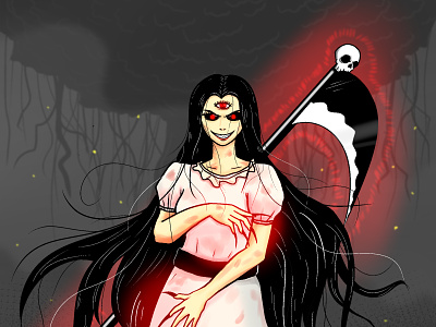 Fantasy character design of ghost from Indonesia (kuntilanak). art character creepy design digital digital art drawing fantasy ghost graphic design illustration indonesia kuntilanak paint power