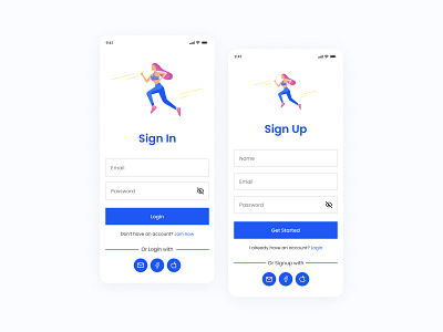 Login and Sign up Screens android app design ios login login screen mobile mobile ui onboarding onboarding illustration signin screen signup splash