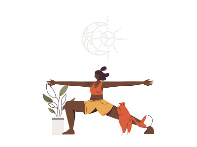 Yoga time #3 animal art cat character design flat illustration illustrator people person vector