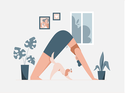 Home yoga animal art character design dog flat illustration illustrator people sport vector yoga