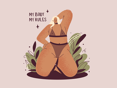 My body My rules art body positive design flat girl illustration illustrator vector woman