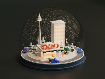 Nomoko Christmas snowball 3d 3dart 3dartist 3dartwork 3dmodeling blender blender3d blender3dart lowpoly lowpoly3d