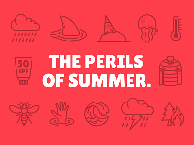 The perils of summer affinity childish colourful design fun icons illustration minimalist minimalistic simple typography