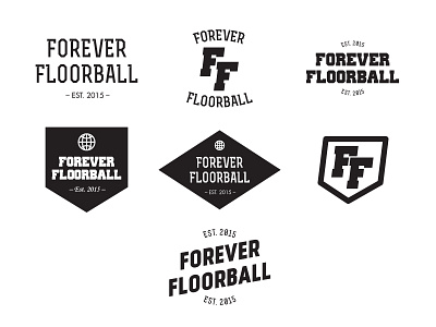 Forever Floorball - Sports branding black and white branding logo modern retro sport