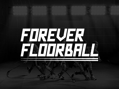 Forever Floorball version- Sports branding big black and white blocky branding logo slab sports typography