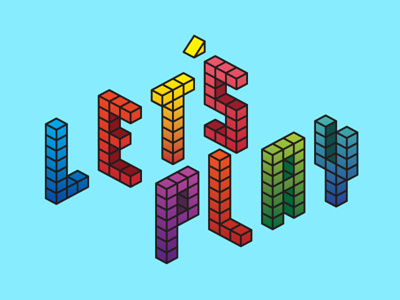 Lets Play - Typography blocky childish color colorful fun game playful typography
