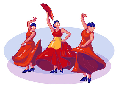 Flamenco dancers 2d art art cartoon character design dance drawing illustration illustrator procreate spanish web web design