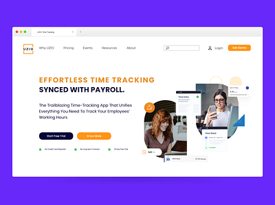 Time Tracking Landing Page brand identity clean design graphic design landing page landing page design landing page ui payroll saas saas app saas design saas landing page saas website time tracking uiuxdesign web design