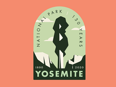 Yosemite green illustration logo national park patch redwood retro sierra club typography yosemite
