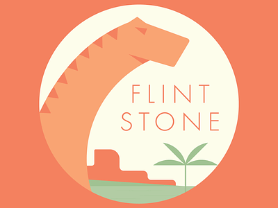 Flintstone badge brontosaurus dinosaur family crest flintstone illustration logo palm retro weekly warm up
