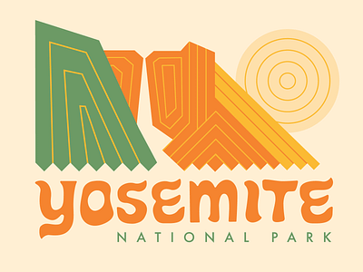 Yosemite Falls badge custom type geometric illustration lettering mountains national park pattern sun typography waterfall yosemite