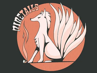 Ninetails animal art noveau fox hand lettering illustration kitsune lettering lithotone pokemon procreate retro time lapse truegrittexturesupply typography vintage weekly warm up