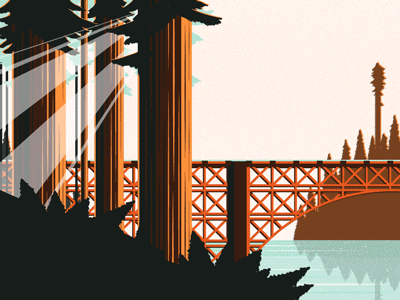 Redwood Route animated gif california forest motion graphics redwoods river train