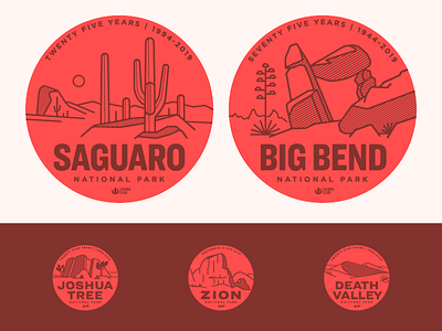 National Park Anniversary Stickers big bend death valley joshua tree national park saguaro sierra club zion