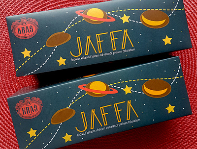 Jaffa cookie branding cookie design graphicdesign icon illustration modern package package mockup planets rebranding typography universe vector