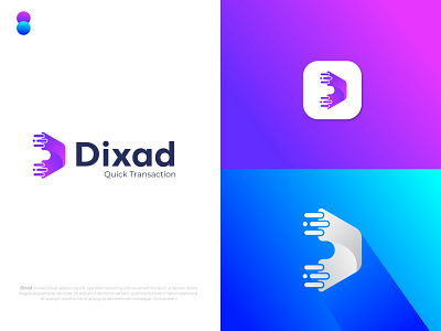 Transaction logo design for Dixad abstract alphabet logo app icon brand identity branding branding design creative logo d d letter logo d logo gradient graphic design letter logo logo logo designer logo designers minimal modern logo money transfer transfer logo