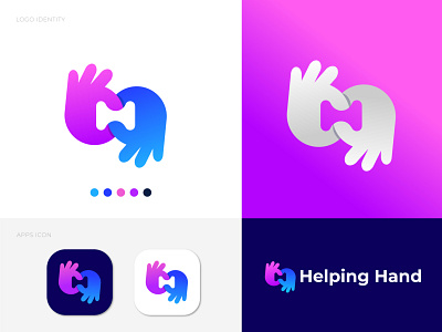 Helping Hand (H) letter logo abstract logo app icon brand designer brand identity branding h logo h mark hand logo helping logo identity designer letter logo logo design logo design branding logo designer logo icon logo idea logo maker logo mark modern visual designer