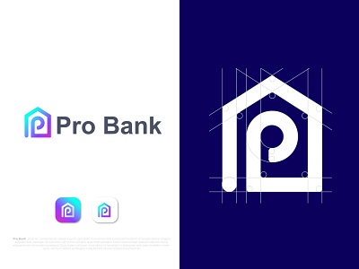 Modern P letter logo design for Pro Bank company agency agency branding app icon app logo bank logo brand and identity branding branding design business identity letter logo lettering logo logo mark logodesigns logotype logotypes minimal modern design modern logo p