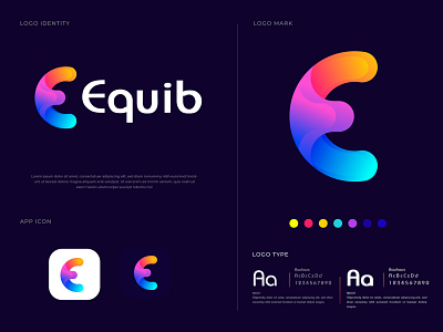 Modern E letter logo for Equib abstract app brand identity branding agency colorful logo creative logo e e letter e logo e mark flat logo identity designer illustration letter logo logo logo designer logotype minimal logo modern logo symbol