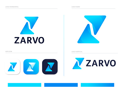 Zarvo branding logo design abstract agency app icon brand identity brand identity design branding branding design colorful creative logo gradient illustration letter logo lettermark logo designer logo mark logodesign logotype modern overlay z d logo