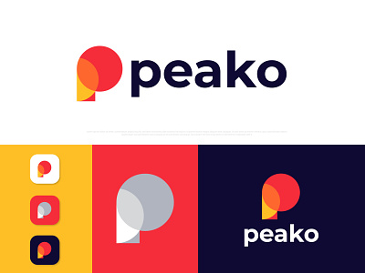 Modern P letter logo for peako brand identity branding branding agency branding design design designer gradient gradient logo letter logo logo logo design branding logo designer logo mark logotype modern logo p p logo p mark professional logo designer vector