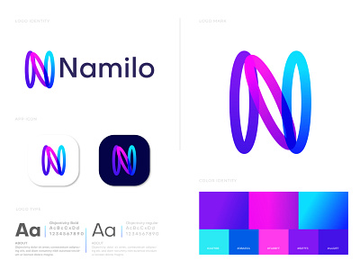 Modern N letter logo design Namilo a s d f g h j k l m n b v abstract brand identity branding c x z p o i u y t r e w q colorful gradient logo logo agency logo design modern logo designer morden n logo n logo mark n monogram n symbol symbol technology typography websites