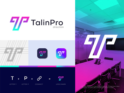 TalinPro direction - Branding Logo Design app brand identity branding corporateidentity design grid grid system icon illustration letter logo logo logo designer logo mark logoinspirations logotype modern logo p logo t logo t mark technology