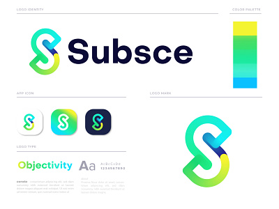 Brand Identity Design for Subsce abstract logo blending brand identity branding corporate identity design gradient graphic design illustration letter logo logo logo design branding logo designer logo designer branding logotype modern branding design modern logo s s letter logo s logo mark