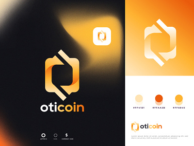 Brand identity design for crypto currency oticoin blockchain brand brand identity branding coin coins crypto cryptocurrency currency gradient icon identity letter o lettering logo logo designer logotype minimal modern logo unused