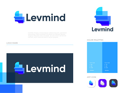 Modern Brand Identity design for Levmind app brain logo branding conceptual logo creative logo icon identity level logo logo design logo designer logo research logotype mark meaningful logo minimal modern design modern logo sign symbol