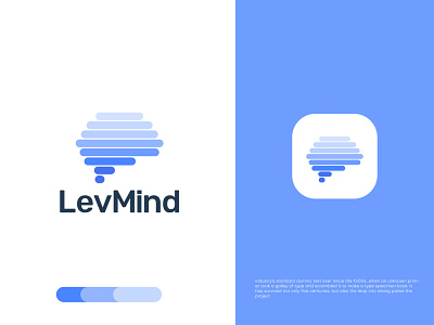 Logo design for Levmind, Brain Logo app brain logo brand identity branding business design digital agency flat logo illustration letter logo logo logo design logo designer logotype mark modern design modern logo startup symbol technology logo