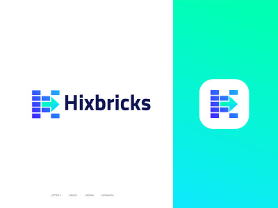 Modern Logo design for HixBricks agency app icon arrow logo brand identity design branding branding designer brick logo click logo creative logo design gradient graphic designer h logo identity designer letter logo logo logo designer logo mark logotype modern logo