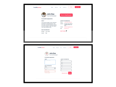 FUNDMYLAPTOP PROFILE AND EDIT PROFILE design flat ui ux web