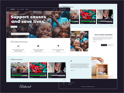 Charity Landing Page app branding charity design gofundme illustration logo typography ui ux vector web