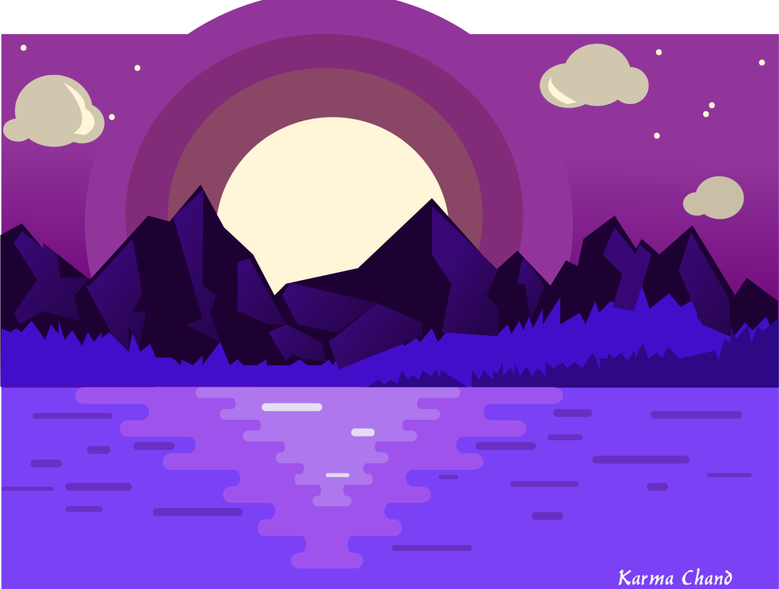 Sunset Scene Purple by Karma Chand on Dribbble