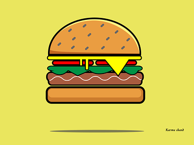 Yellow Burger app burger flat design food icon illustration illustrator karma kathmandu logo minimal nepal ux vector website