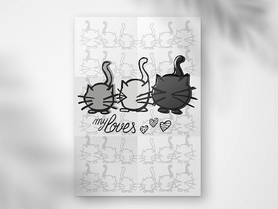 Poster Cat Love carteles design diseño gráfico illustration vector