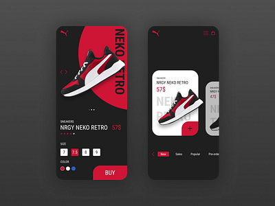 Puma app concept concept design minimal mobile shop sneaker sport ui ux