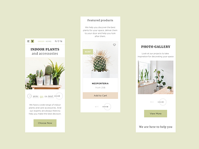 A Plant Shop on Mobile green mobile plant shop store ui web design
