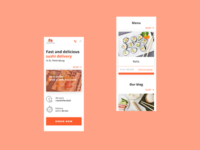 Food Delivery Service on Mobile creative delivery delivery service food mobile red sushi ui web design