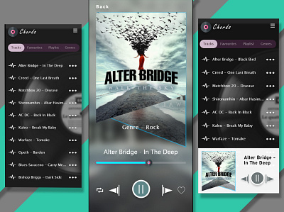 Chords - A Music App adobe adobexd android black chords clean clean ui design ios music music app uiux