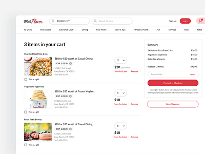LocalFlavor cart checkout clean deal e commerce grid quantity shopping summary ui web webapp