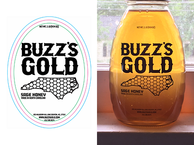 Buzz's Gold honey jar label bees branding honey identity lettering logo logotype typography wordmark