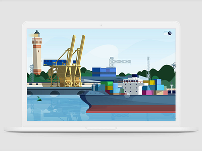 Animation and illustration for port website | Port Szczecin animation color cruise day night design illustration motion graphics ocean port sea ship sky web design website