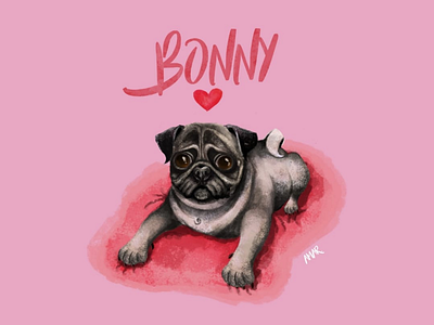 Puggy Bonny ❤️ pug artdesing wacom photoshop