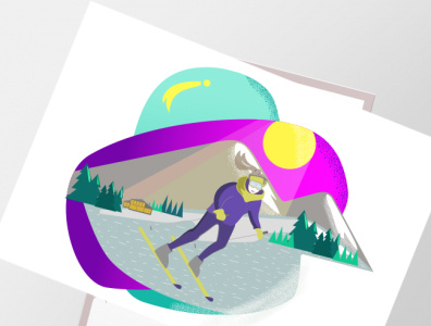 vector illustration postcard  ski