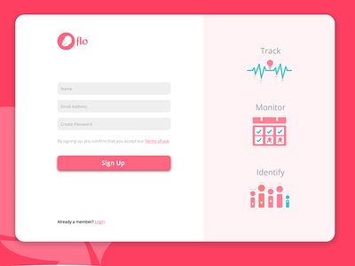 Sign Up Page Design: "Flo App" app app design compositions design flo app icons signup page ui uiux ux