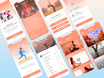 Vigour Workout Mobile App UI/UX activity android clean clean design designer exercise fitness gym health ios minimal mobile ui sports tracker trainer training ui uiux ux wellness