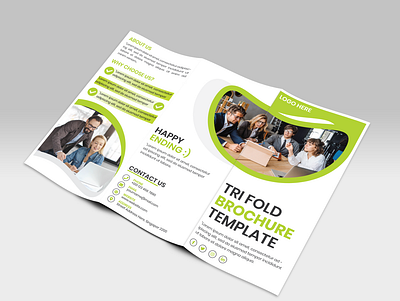 Tri-Fold Brochure Design Template 3 fold a4 abstract tri fold agency brochure brochure template business clean corporate creative creative design design elegant flexible green brochure illustrator marketing minimal modern multi use