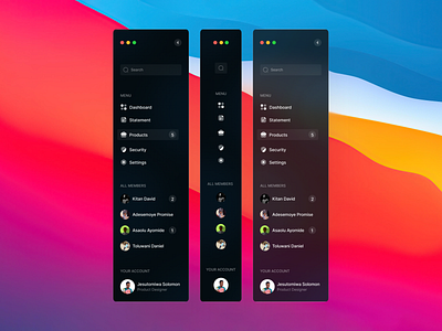 Sidebar (Desktop Platform) mobile app design sidebar sidebar design ui ui ux design ui design web design